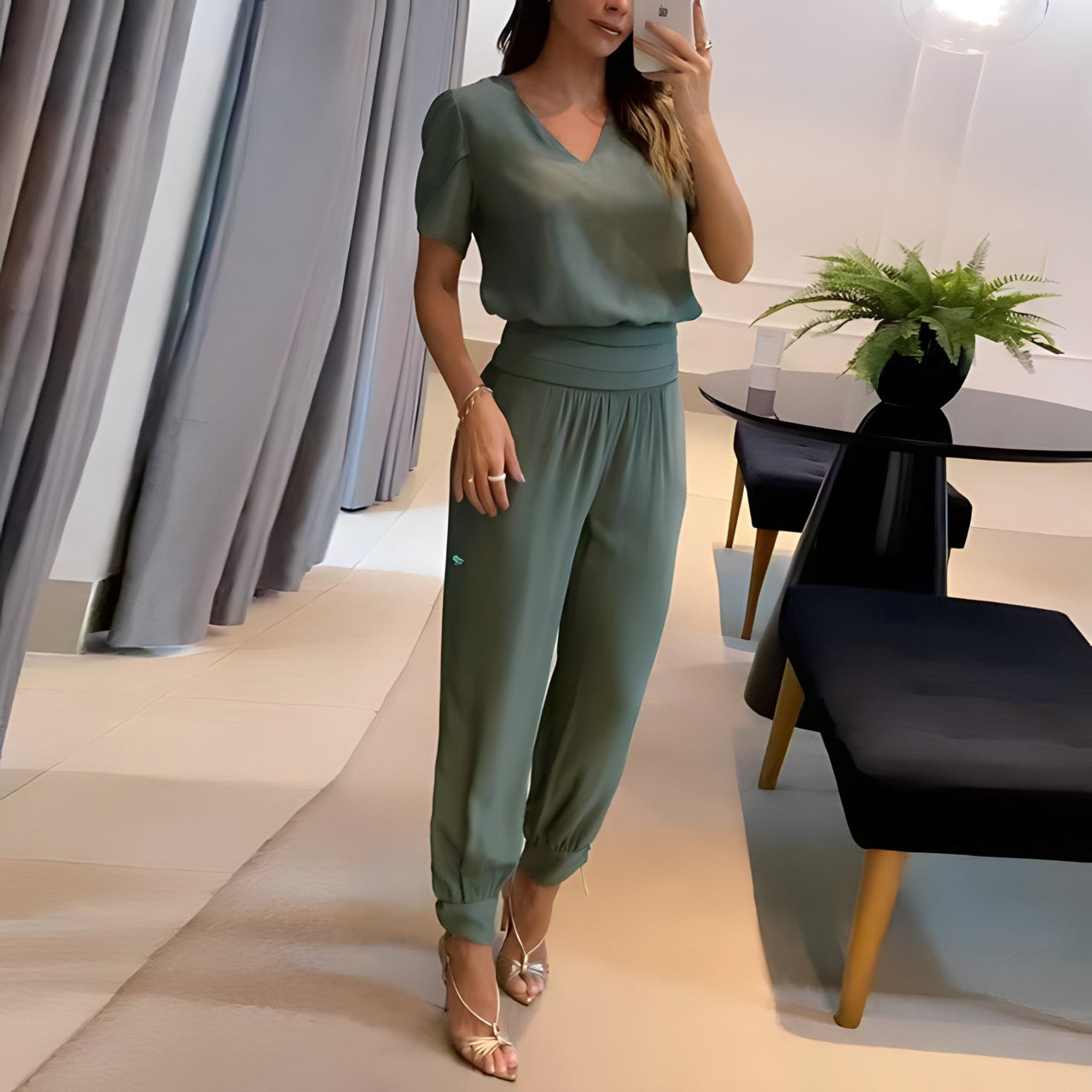 Lois | Stylish Blouse and Pants Set with Tummy Coverage