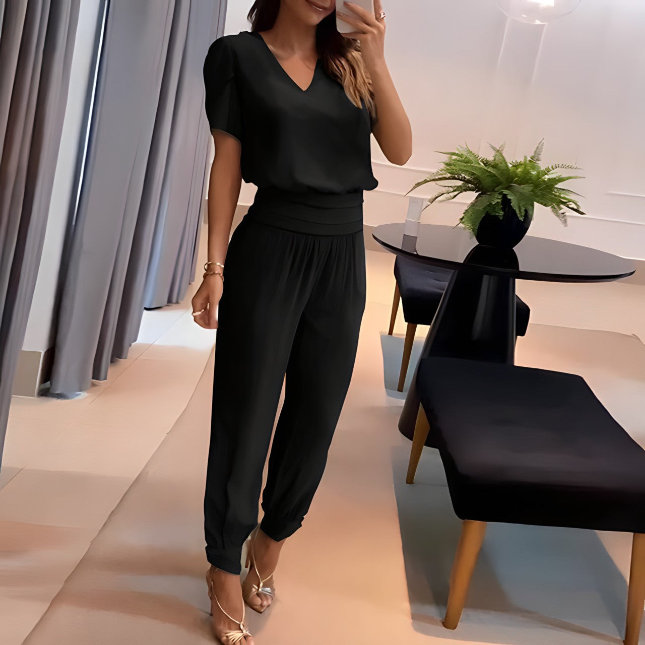 Lois | Stylish Blouse and Pants Set with Tummy Coverage