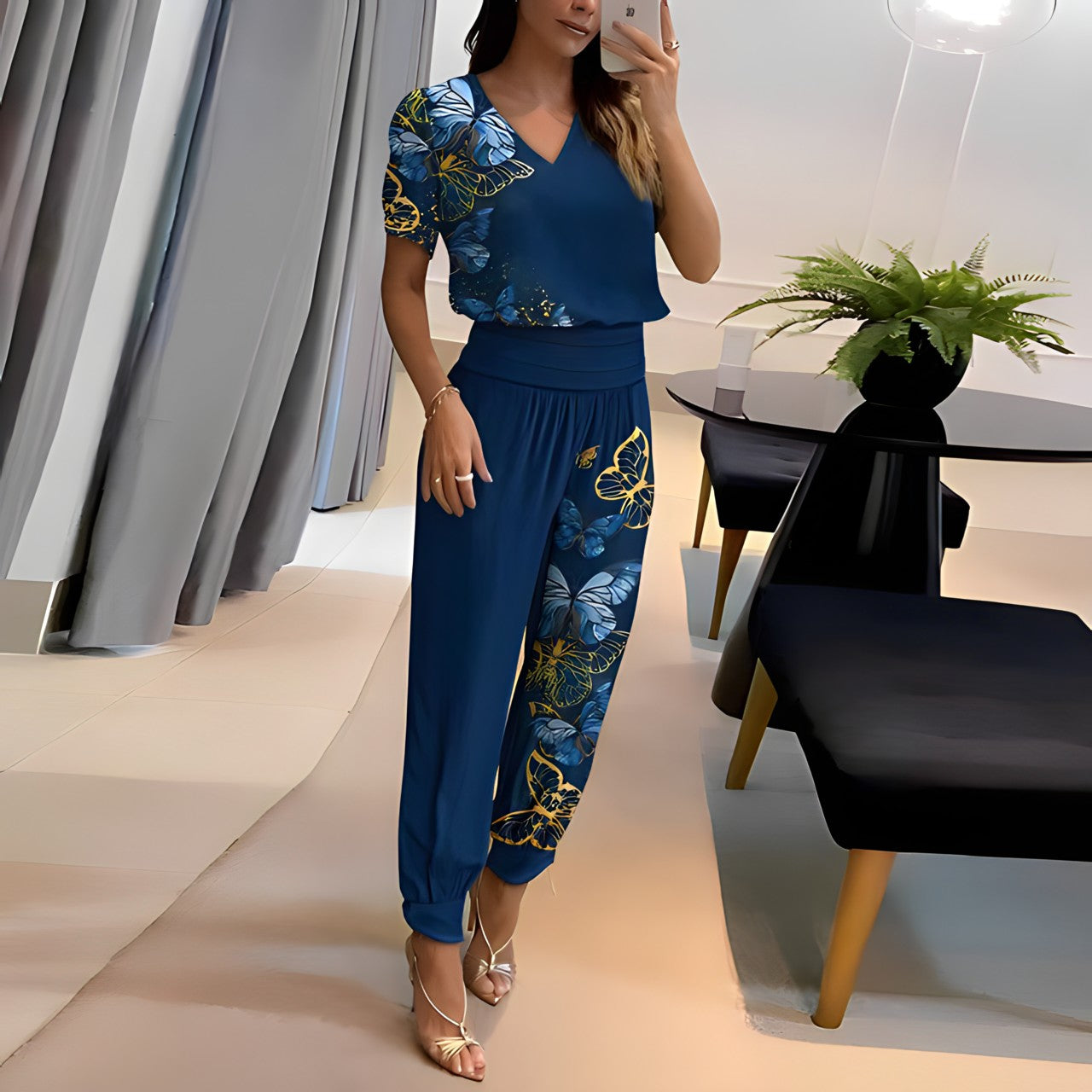 Lois | Stylish Blouse and Pants Set with Tummy Coverage