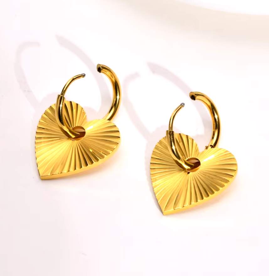 Ribbed Heart Earrings