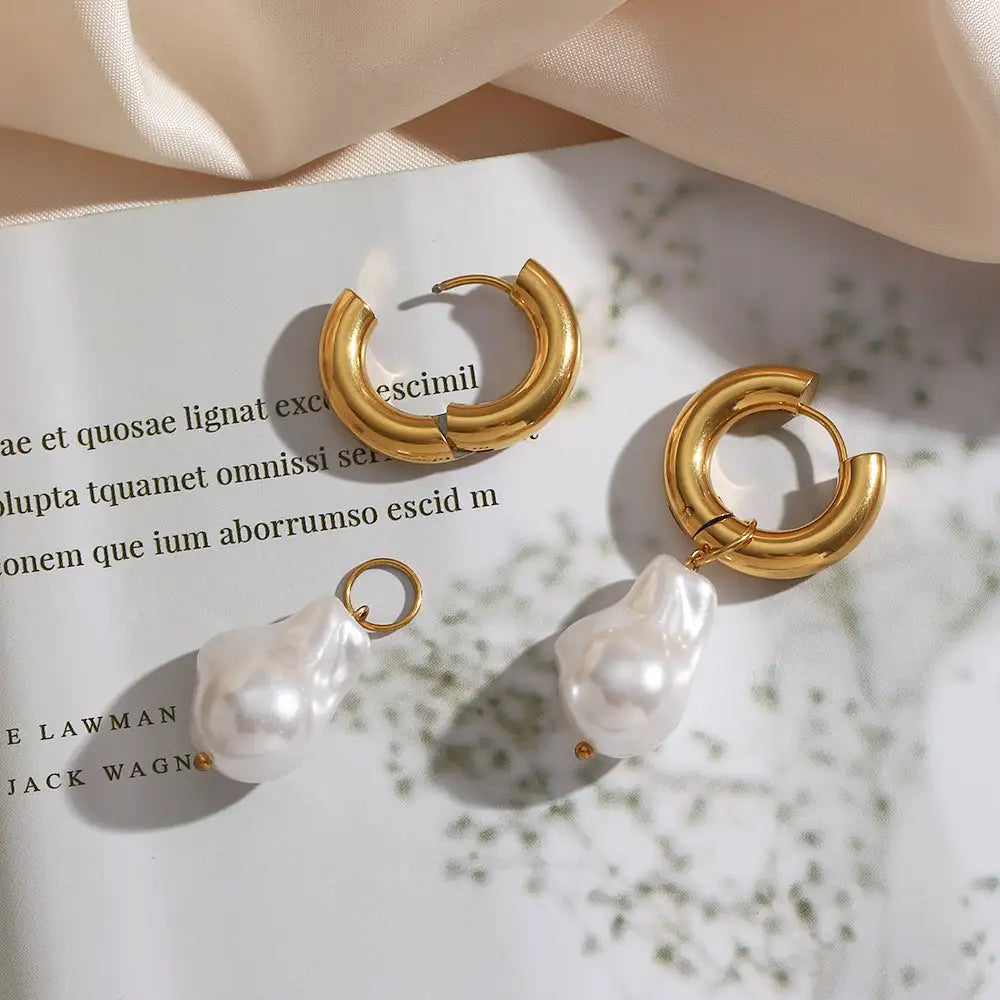 Abstract Pearl Earrings