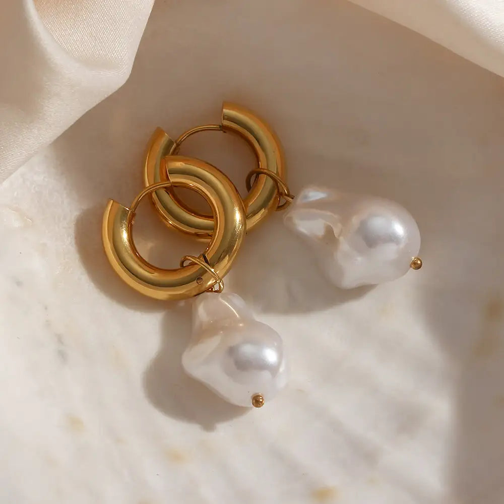 Abstract Pearl Earrings