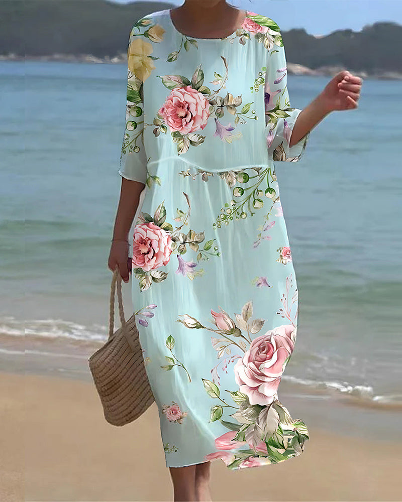 Miranda Elegant Tummy-Covering Floral Dress