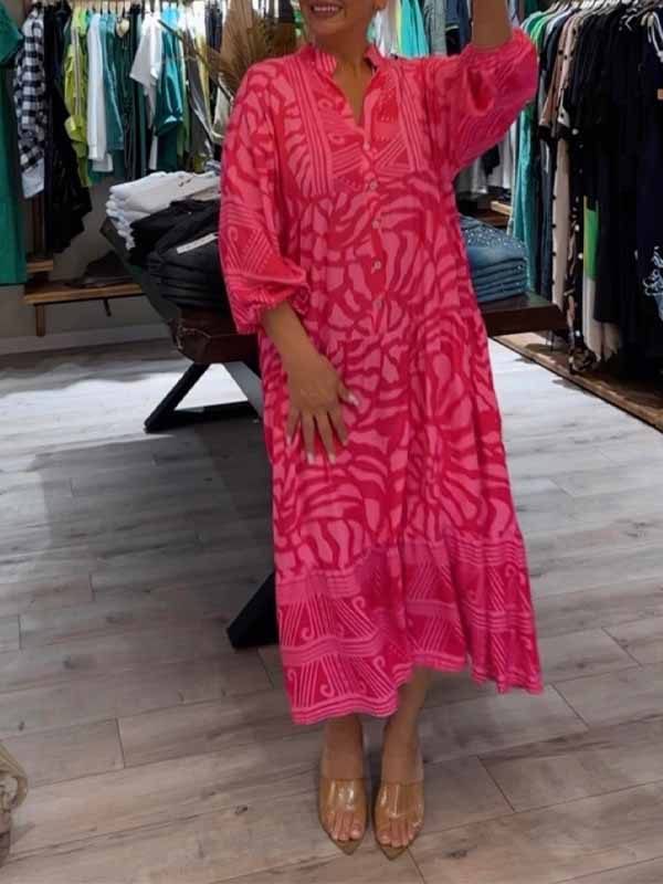 Teresa | Women's V-neck Printed Loose Dress