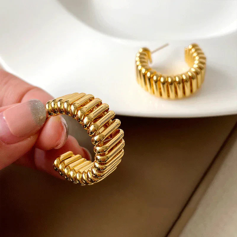 Ribbed Hoop Earrings