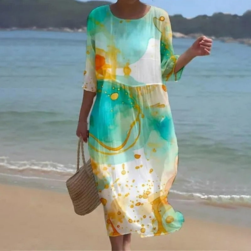 Miranda Elegant Tummy-Covering Floral Dress