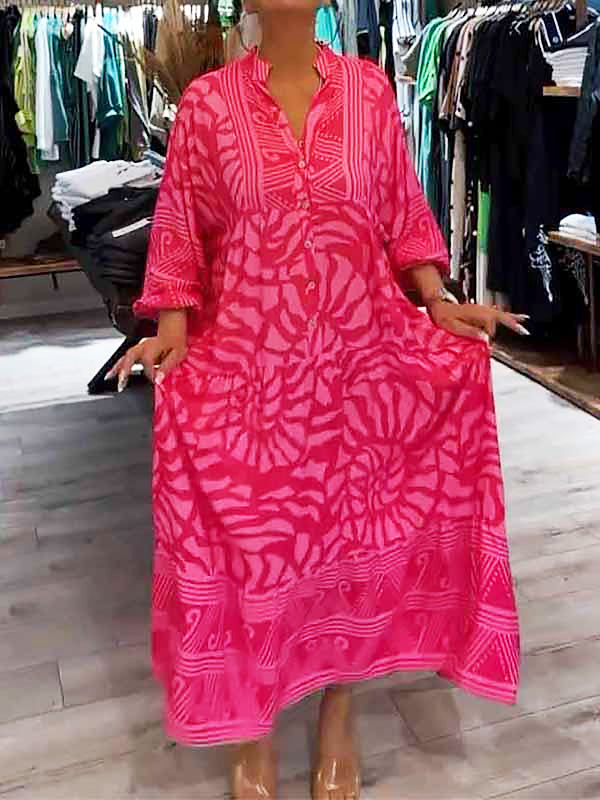 Teresa | Women's V-neck Printed Loose Dress