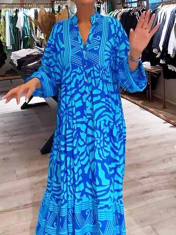 Teresa | Women's V-neck Printed Loose Dress