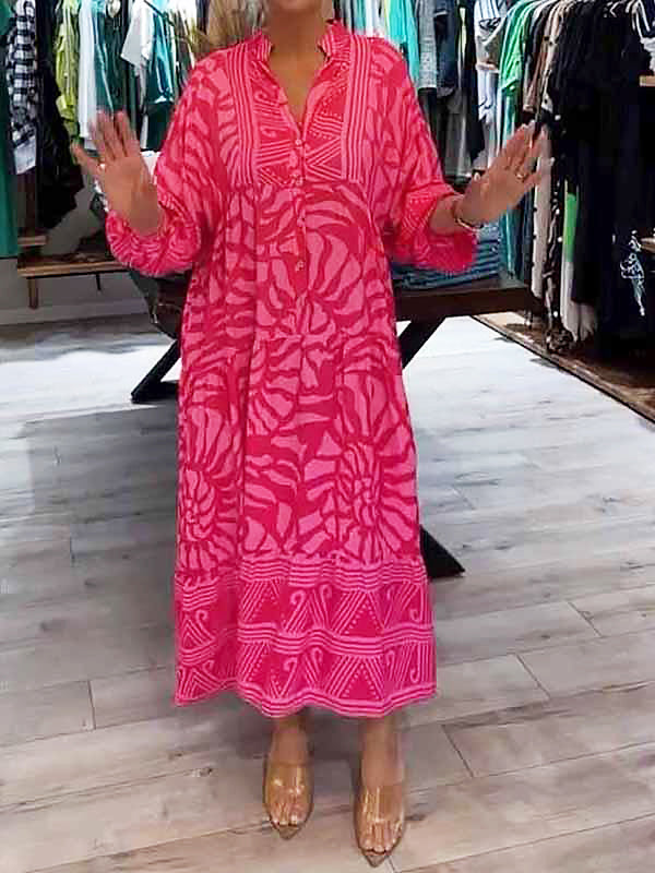 Teresa | Women's V-neck Printed Loose Dress