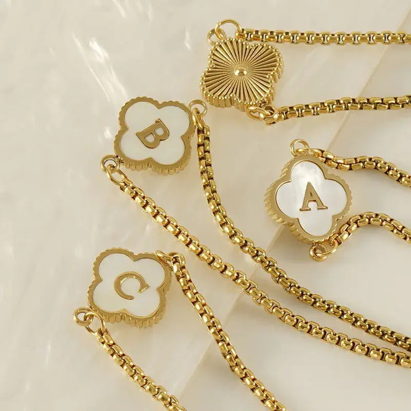 Clover Necklace and Bracelet with Initials