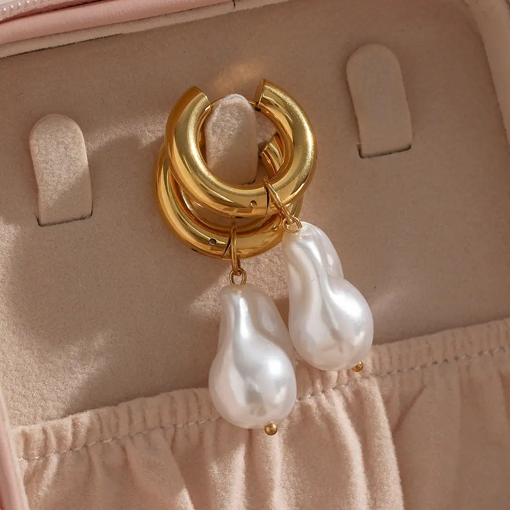 Abstract Pearl Earrings
