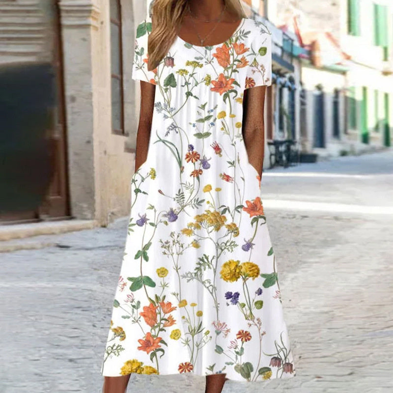 Victoria | Boho Floral Dress with Tummy Coverage