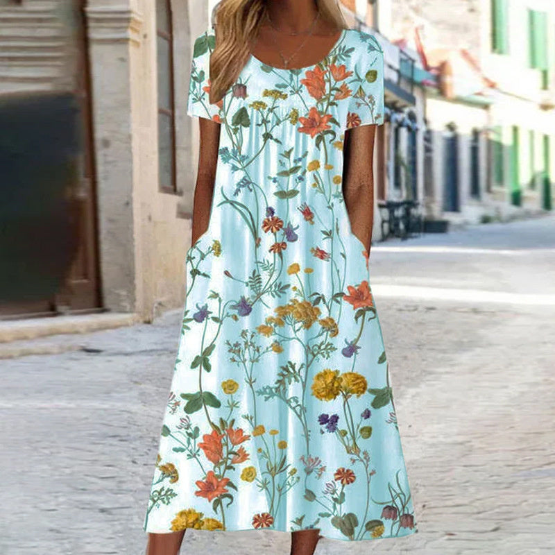 Victoria | Boho Floral Dress with Tummy Coverage