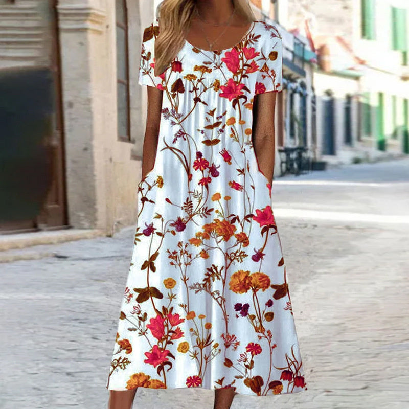 Victoria | Boho Floral Dress with Tummy Coverage