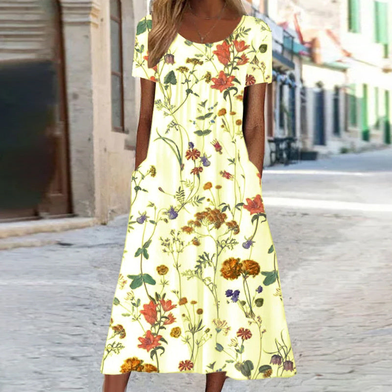 Victoria | Boho Floral Dress with Tummy Coverage