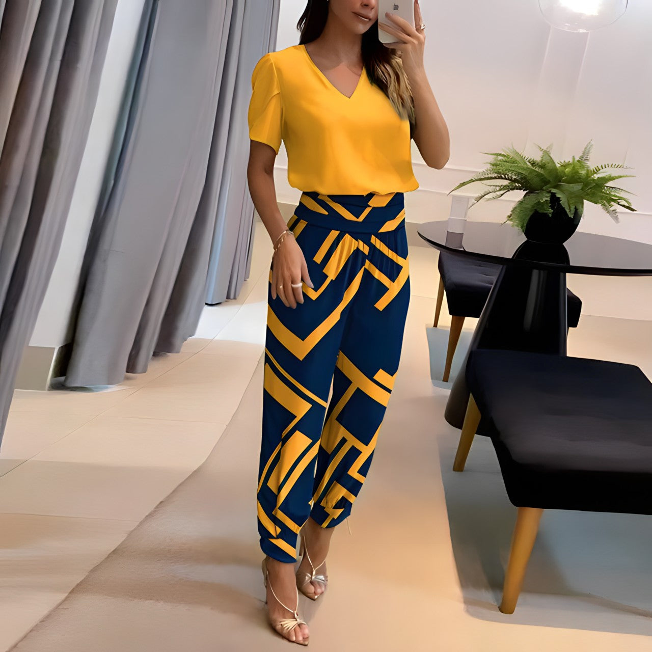 Lois | Stylish Blouse and Pants Set with Tummy Coverage