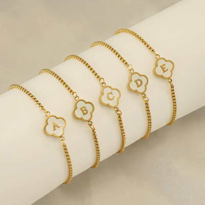 Clover Necklace and Bracelet with Initials