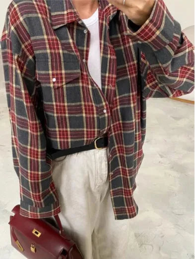 Violet - Casual Flannel Blouse
