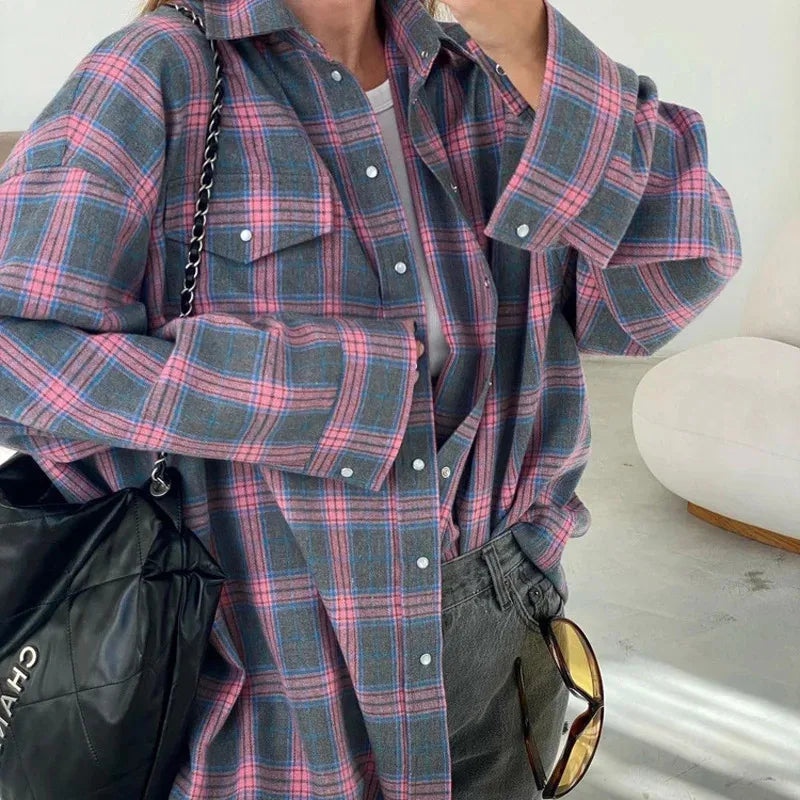 Violet - Casual Flannel Blouse 