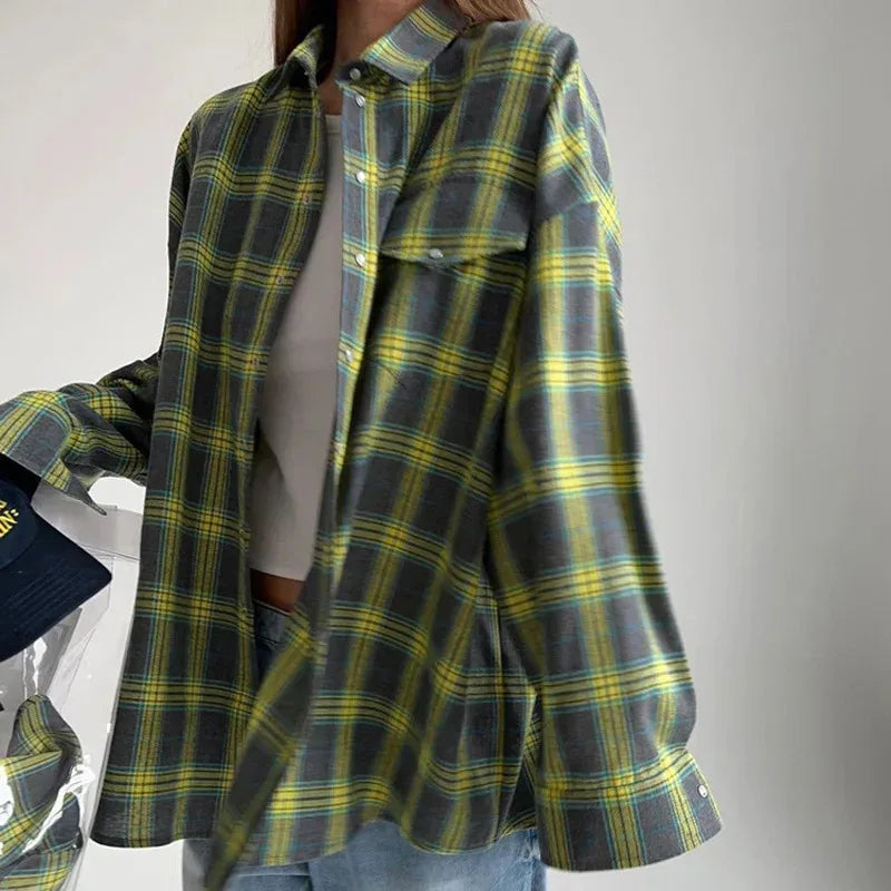Violet - Casual Flannel Blouse 