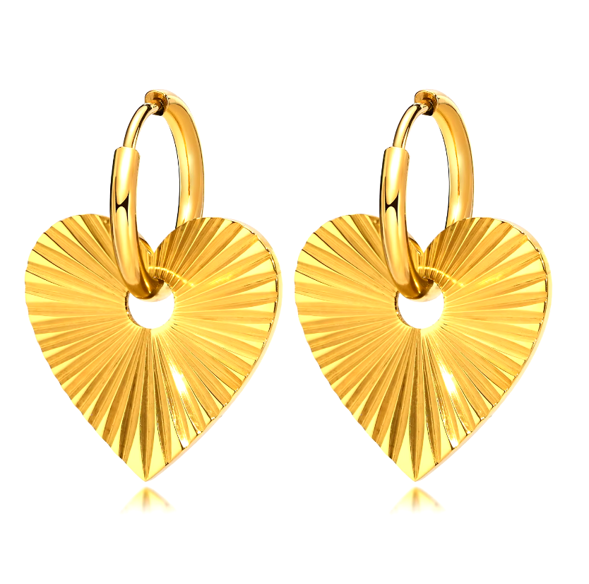 Ribbed Heart Earrings
