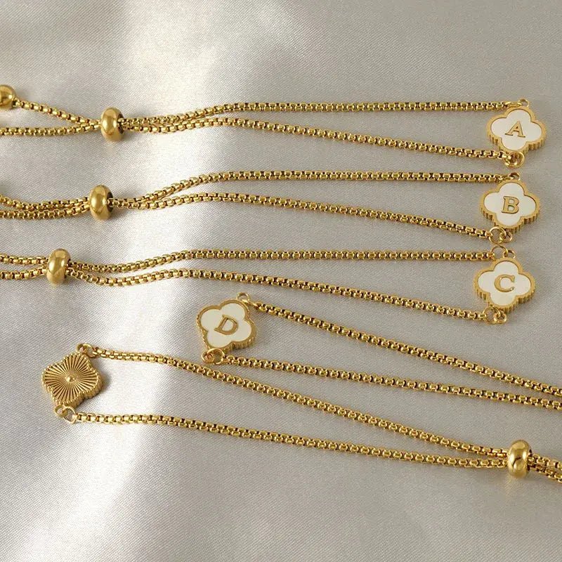 Clover Necklace and Bracelet with Initials