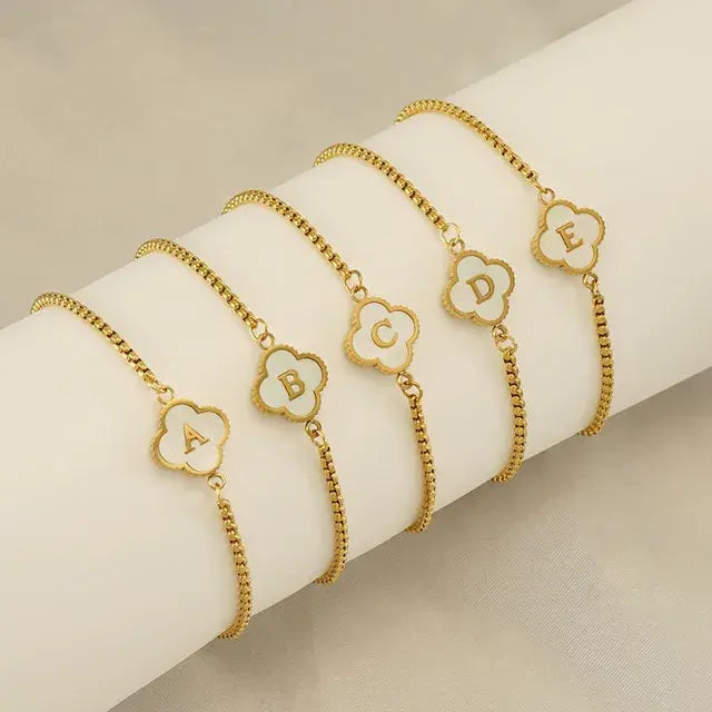Clover Necklace and Bracelet with Initials
