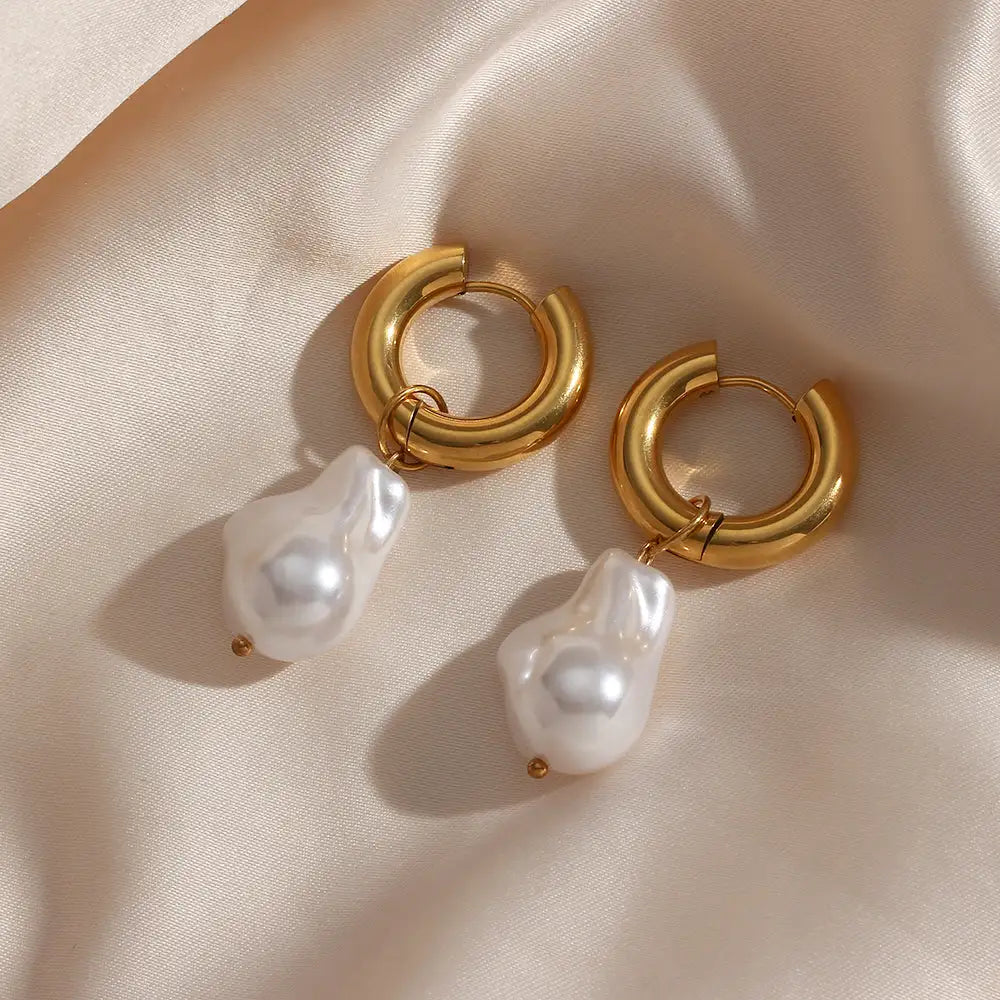 Abstract Pearl Earrings
