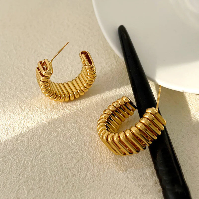 Ribbed Hoop Earrings