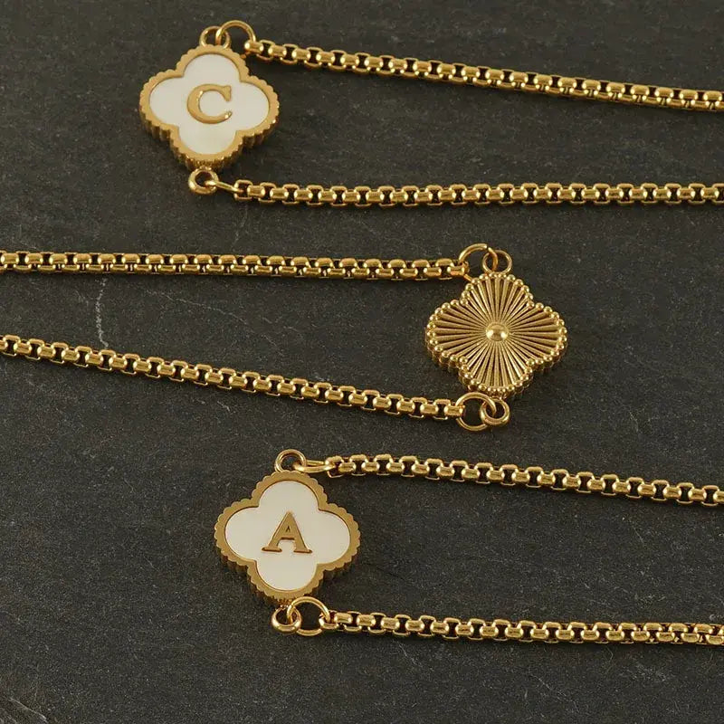Clover Necklace and Bracelet with Initials