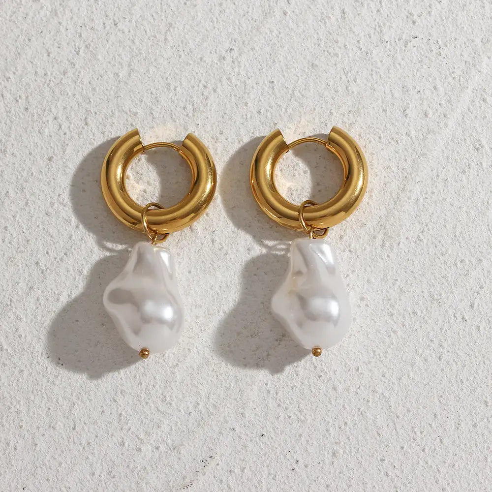 Abstract Pearl Earrings