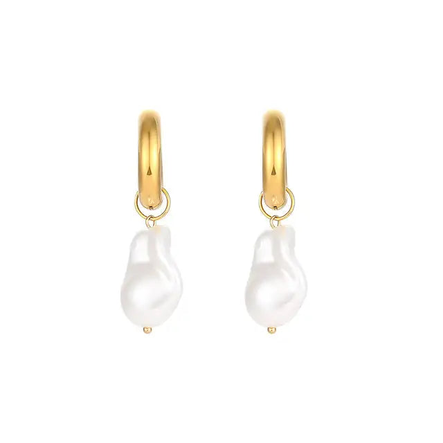 Abstract Pearl Earrings